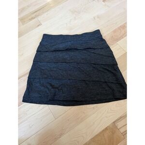 Prana Women's Leah Charcoal Gray Tiered Pull On Skirt Size Small S Wool Blend